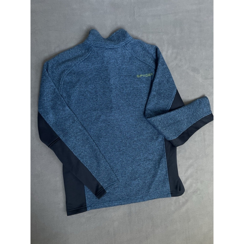 Spyder Jacket Mens Large Blue Marled Quarter Zip Pullover Fleece Sweater - Picture 6 of 11